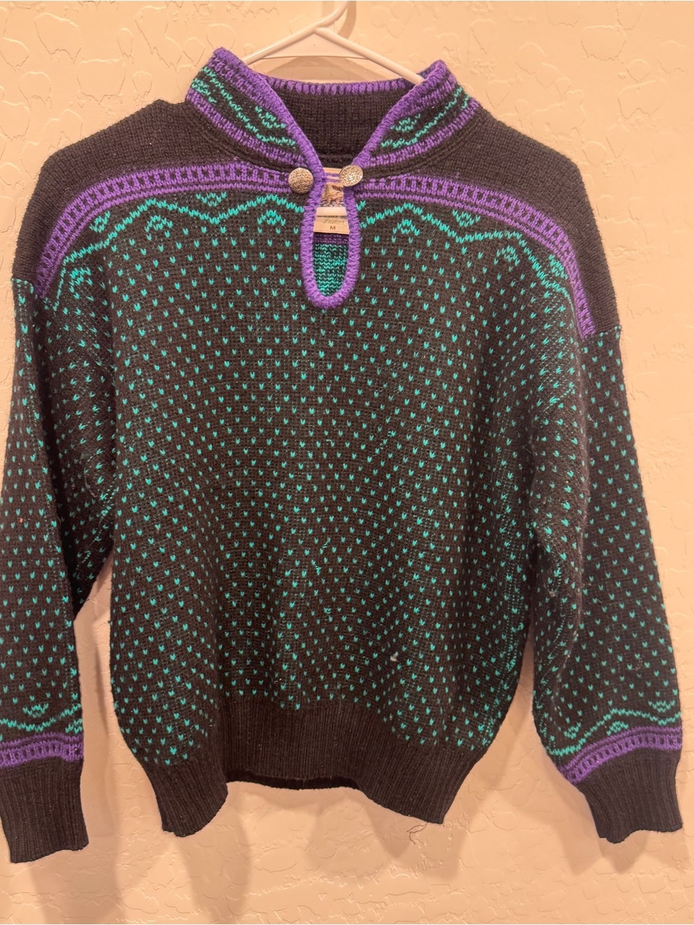 Vintage Alps Wool Knit Sweater Women’s Medium Fair Isle Fisherman Nordic